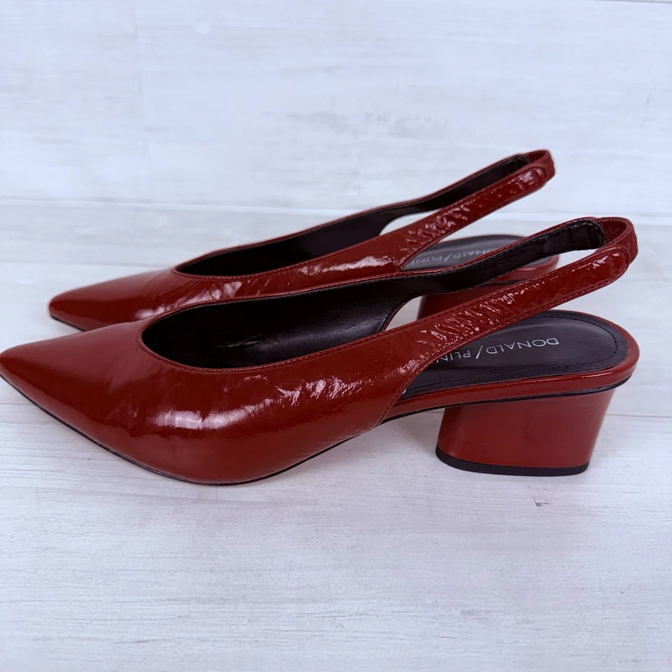 Zapatos de salón Donald Pliner Gemma punta con cordones talla 9 charol rojo Foto 4 de 4