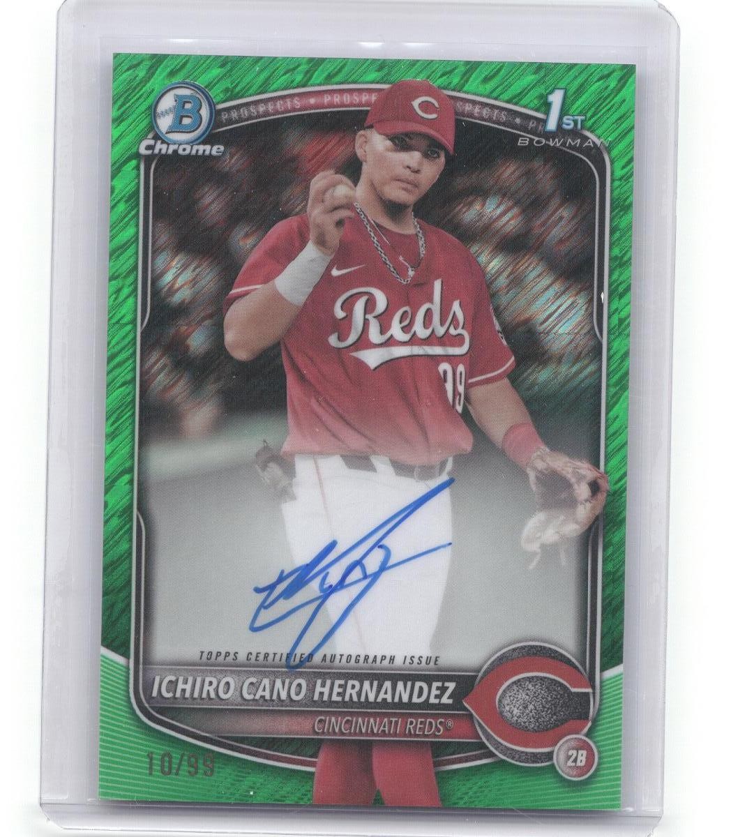 2025 Bowman #CPA-IC Ichiro Cano Hernandez Chrome Auto  Green Shimmer #/99