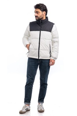 Herren Daunenjacke gefüttert Jacke zweifarbig Winterjacke mit Kapuze VEQUE