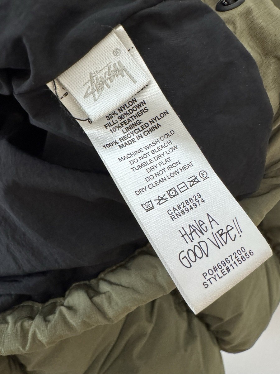 Stüssy RIPSTOP DOWN PUFFER JACKET , Olive - XL | eBay