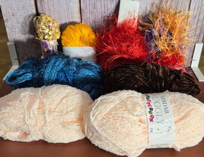 1 lb Novelty Yarn Bundle Sirdar Snuggly Chatterbox, Eyelash Velvet &