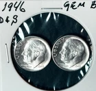 1946 D & S ** Roosevelt Dimes ** Gem Bu Uncirculated ** 90% Silver **
