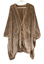 SOFT  COZY COMPANY Wearable Faux Fur Blanket Cape Brown Button Front One Size