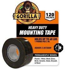 Gorilla Heavy Duty Double Sided Mounting Tape, Black Tape, 1" x 120" Pack of 1 