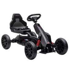 Aosom Kids Pedal Go Kart Adjustable Seat Handbrake For Ages 3-8 Black
