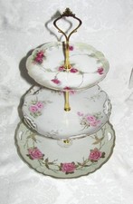Custom Three Tier Tea Party Cake Stand Made With Vintage Hand Painted Plates