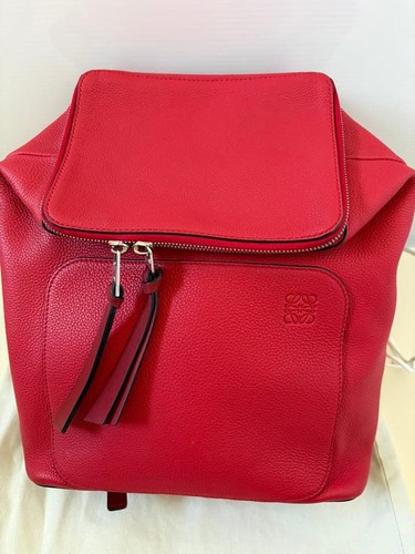 LOEWE Goya Leather Backpack Red Near Mint Authentic Women's Bag