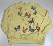 Vintage Blair Butterfly Sweatshirt Sz L Made In USA Glitter Grandma 90s