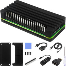 Kit Carcasa de Aluminio para Pi Zero 2 W Hub de 4 Puertos USB OTG Cable Switch