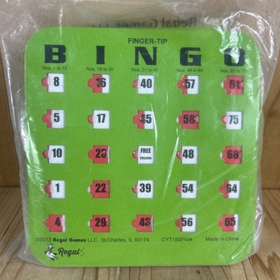 Regal Games Bingo Cards Set Of 25 Green Fingertip Shutter Slide 2013 New