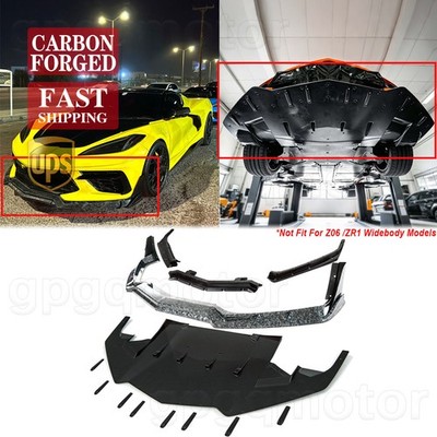 For Corvette C8 20-26 Carbon Forged Front Bumper Lip W/ AC Style Undertray Panel