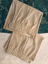 CURTAINS PAIR EASY CARE SELF LINED VELOUR IVORY CREAM HEAVY THICK 1990S