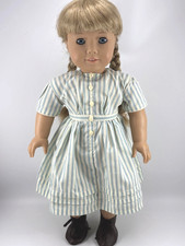 American Girl Kirsten SUMMER FISHING DRESS Striped Blue '94 Vintage Pleasant Co.