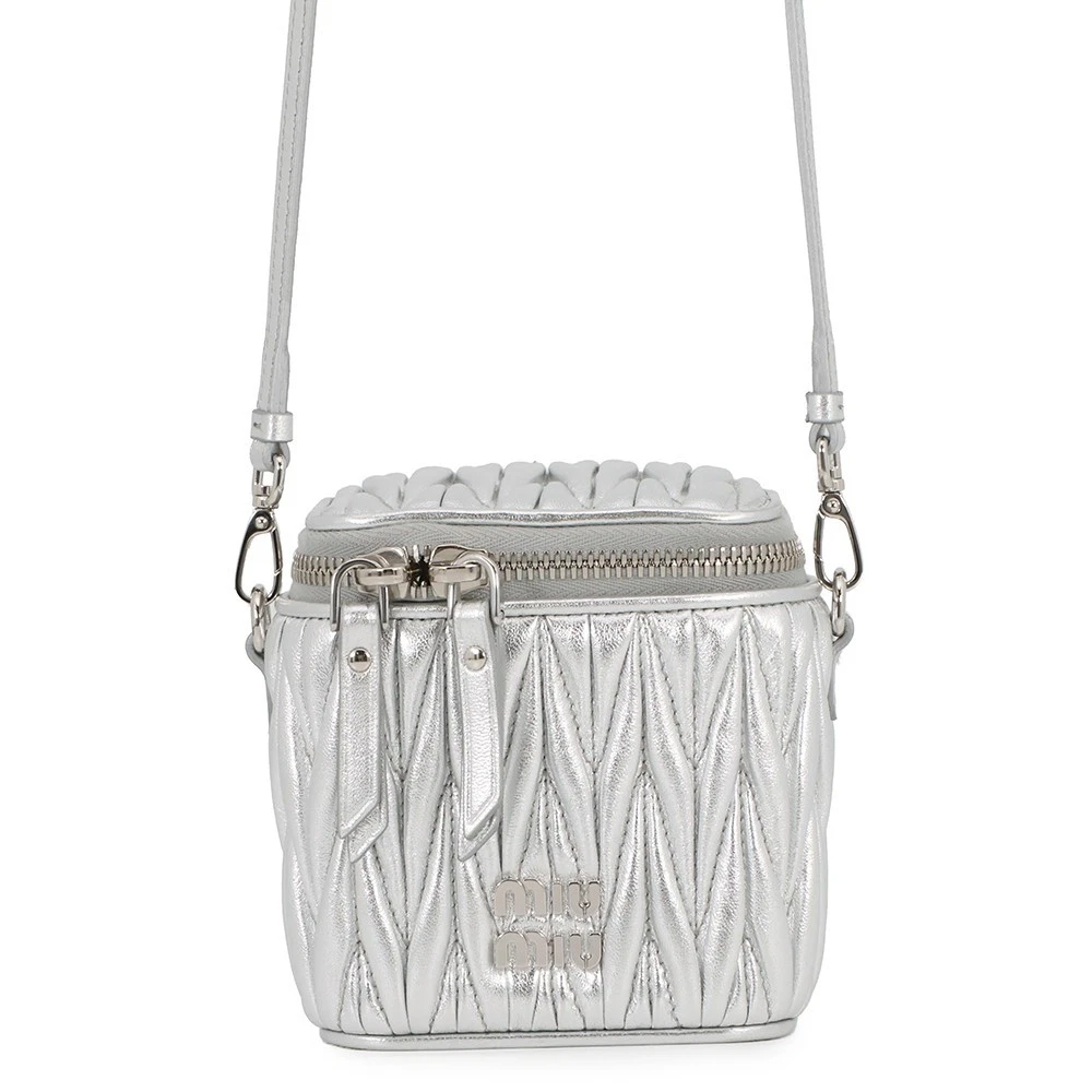 Miu Miu — MIUMIU Materasse Shoulder Bag Size micro Leather Silver 5NR018_AFPP_F0118