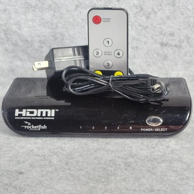 Rocketfish HDMI Switch 4 Port RF HDMI4 w Remote Power Adapter Tested
