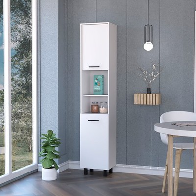 Sheffield 2-Door Pantry Cabinet, with Two 2-Cabinet Spaces and Two Open Shelve