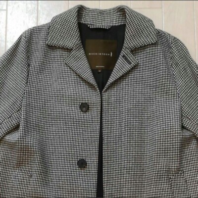 Mackintosh Men's Coat Long Length Houndstooth Pattern Made