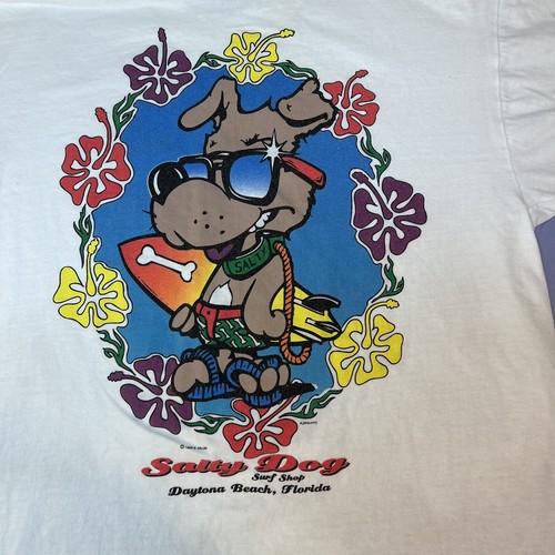 Hanes Vintage T Shirt Salty Dog Daytona Beach Florida White Youth XL - Picture 7 of 7