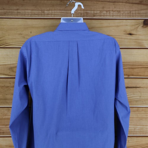 Hathaway Dress Shirt Wrinkle Free Mens Size 16.5x36 Blue Blended Pinpoint Oxford - Picture 4 of 7