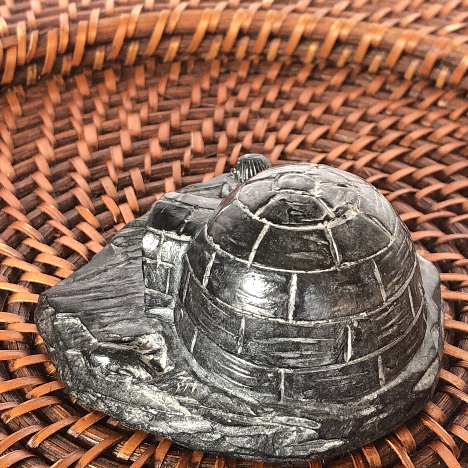 A Wolf Original Made in Canada Handmade Soapstone Sculpture Eskimo Igloos Canada