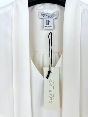 Rachel Zoe Ivory Top Embroidered on Hem Elegant Balloon Sleeves Size M - Picture 8 of 14