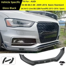 For 09-16 AUDI A4 B8 B8.5 / 13-16 S4 A4 S-Line B8.5 Front Lip Splitter Gloss BLK