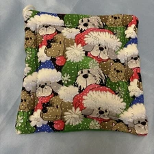 Handmade Hot Pad Pot Holder Teapot Trivet Puppies Dogs Christmas Hats