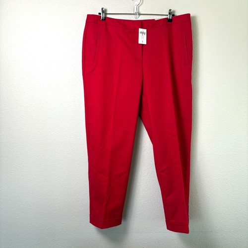 Chicos Cuff Ankle Pants Size 3 XL 16 Red Slim Leg Stretch Casual Career NWT