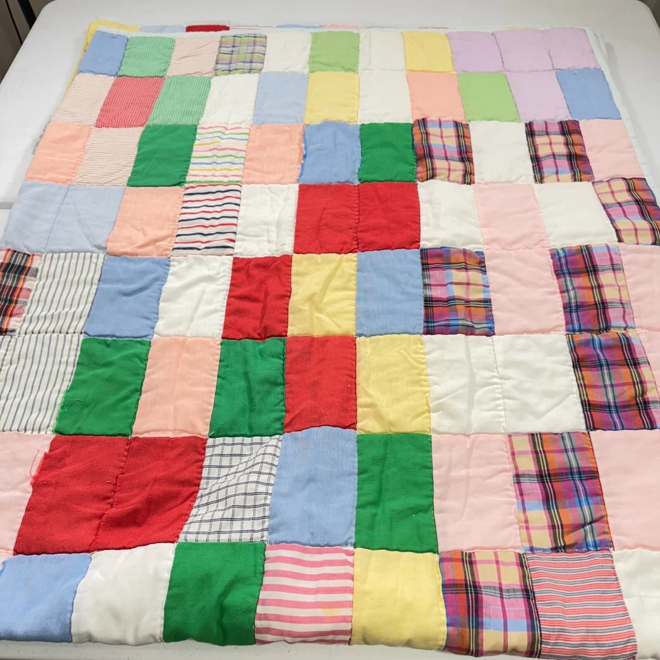 handmade quilt full square patchwork cotton rustic primitive - Image 2 of 4