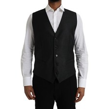 DOLCE & GABBANA Vest Black Wool Waistcoat Dress Formal Men IT54/US44/XL 800usd