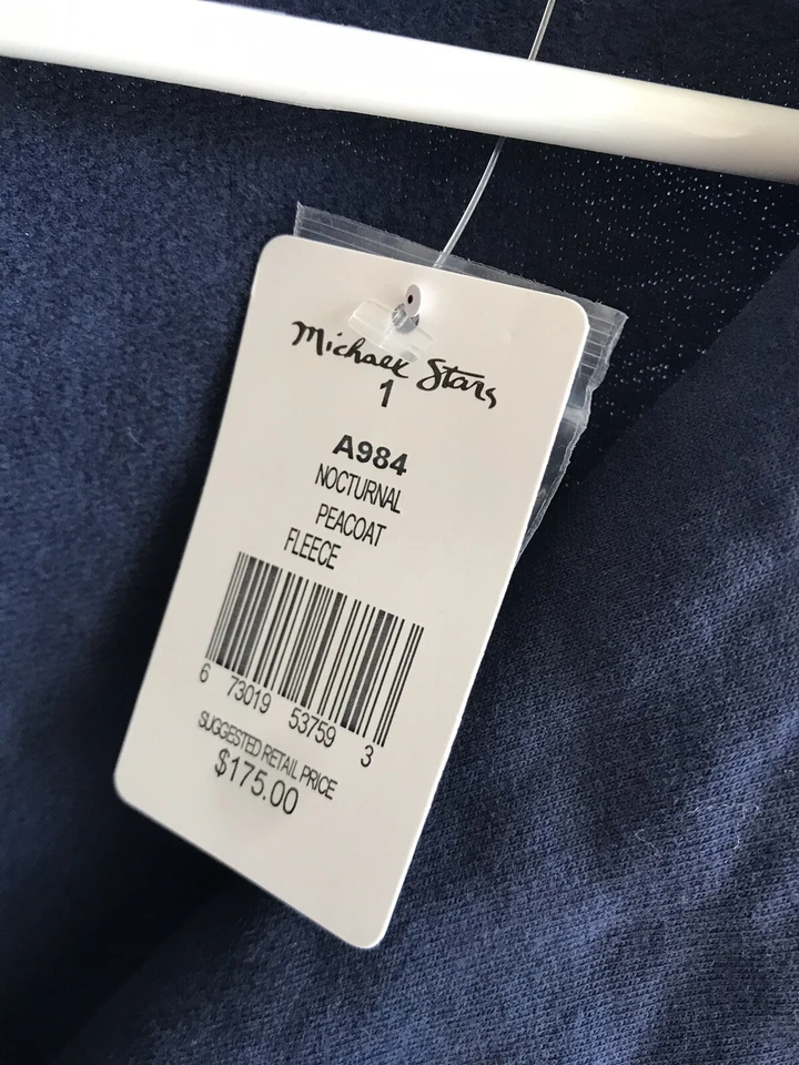Michael Stars Nocturnal Navy Blue Fleece Pea coat Coat retail NWT $175 Size 1 - Изображение 3 из 4