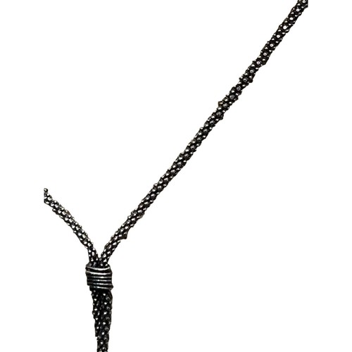 Vintage Sterling Silver Y Necklace Tassel 2 Pearl Dangles Green Iridescent 18" - Picture 3 of 4