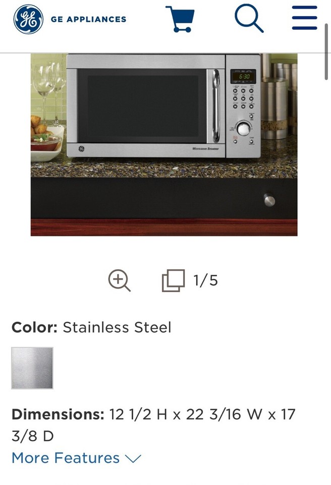 GE Stainless Steel Microwave Browner Model JES1384SF 07 SERIAL R5900835M eBay