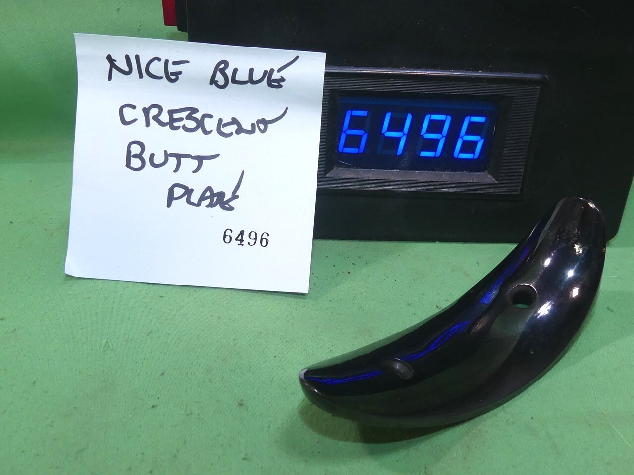 #6496 Steel, gloss blued crescent butt plate