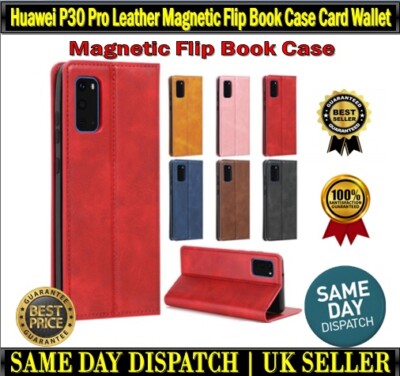 Huawei P30 Pro Flip Magnetic Book Case Cover Leather Slim Fit Card Pocket  Wallet UK