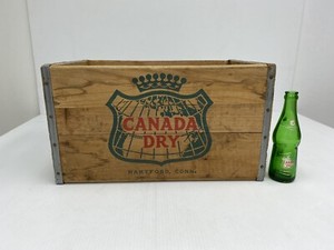 Vintage Canada Dry Wooden Box & Bottle Hartford Conn.