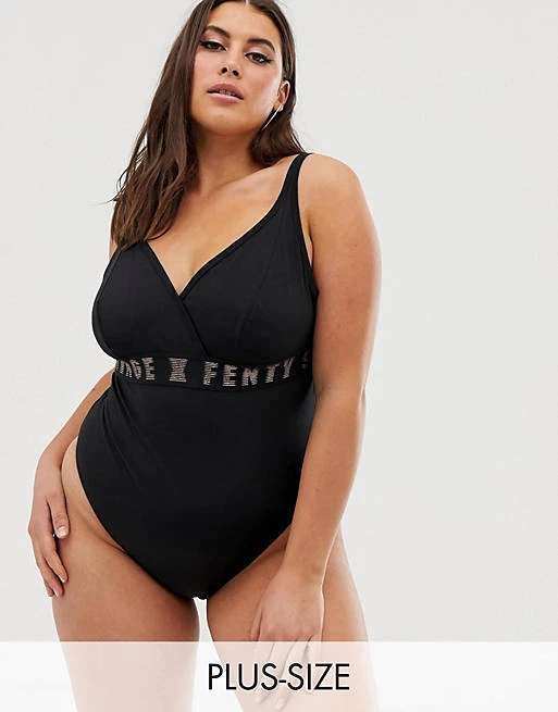 NEW! Savage x Fenty Black one piece logo banded Bodysuit plus size