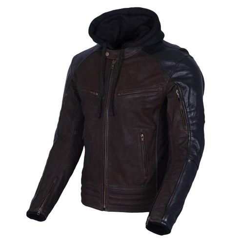 Australian Biker Gang Motorrad Nubuk Gewachst Leder Jacke Abnehmbare Kapuze - Picture 4 of 36