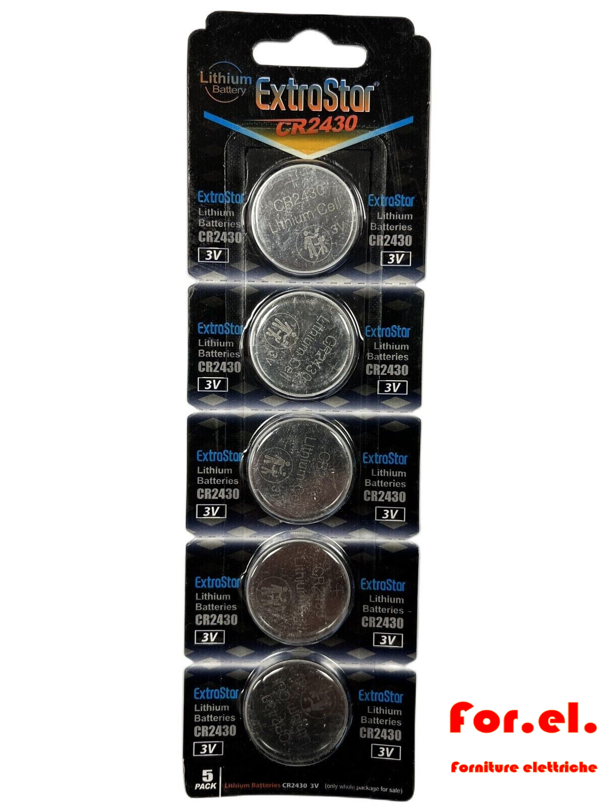 Pila Batteria A Bottone Extrastar CR2430 3V Confezione Da 5 Pile