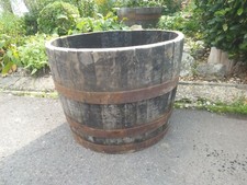 large oak whiskey half barrel planter 50cm patio herb vegetable flower rustic