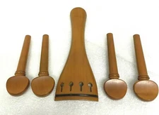 Set Of 4 Boxwood Pegs 1 Boxwood Chinrest 4/4 Violins Musical Graded  Violin Wood