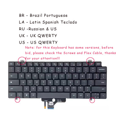 New for DELL Latitude 7410 / 7410 2 in 1 Keyboard RU , US, BR ACKLIT , no Frame
