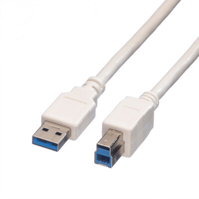 USB 3.2 Gen 1 Kabel, Typ A-B, weiß, 3 m