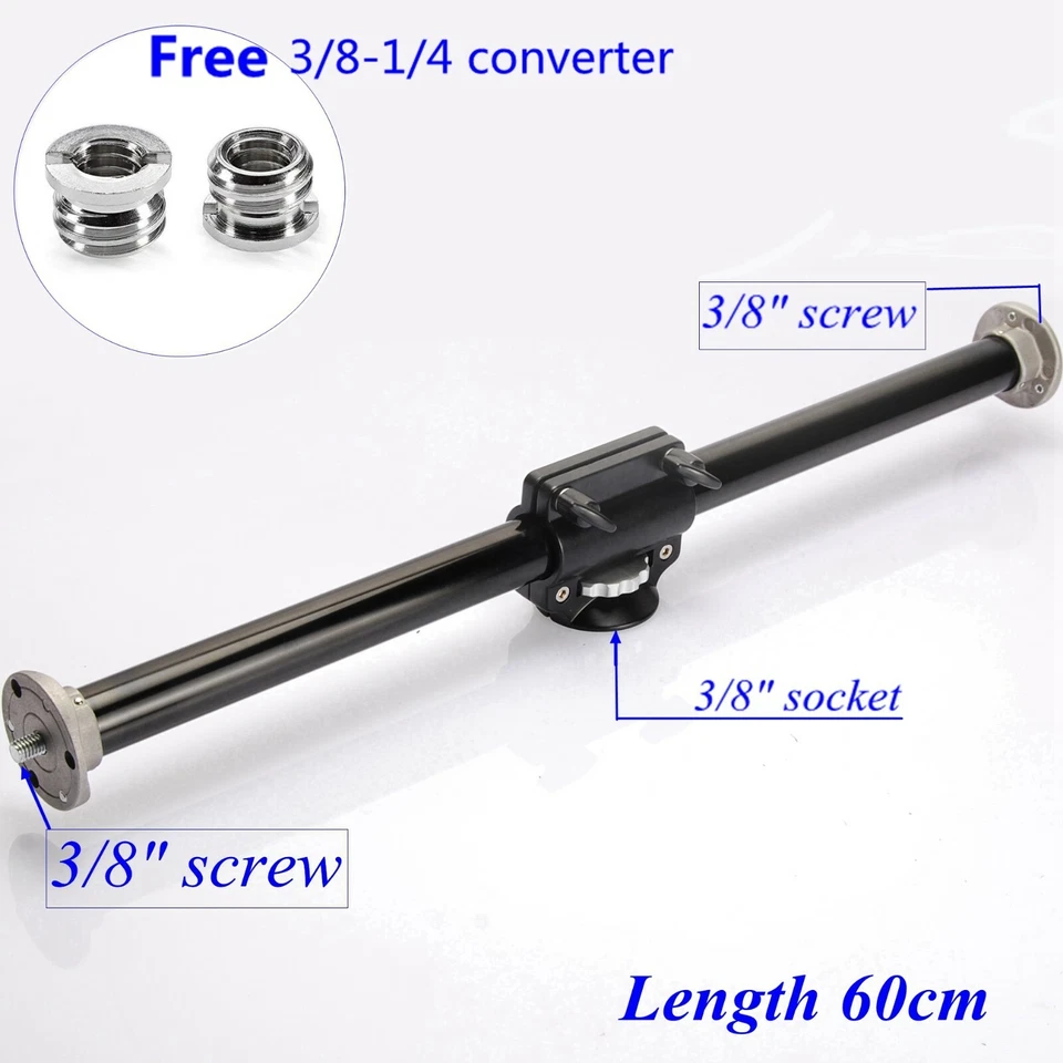 Barra horizontal brazo transversal de doble extremo para trípode con montaje de doble cabezal en 90 grados Foto 2 de 4