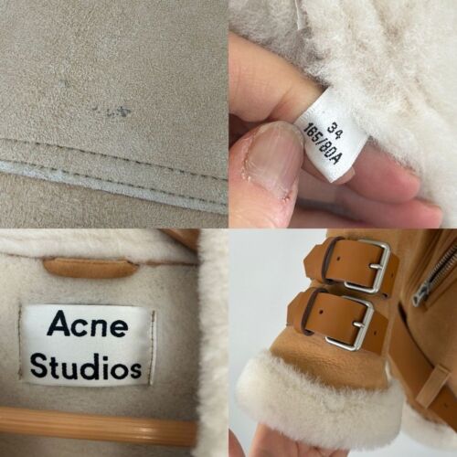 Acne Studios Velocite Lamb Shearling in Tan and White Shearling Jacket - Picture 8 of 8