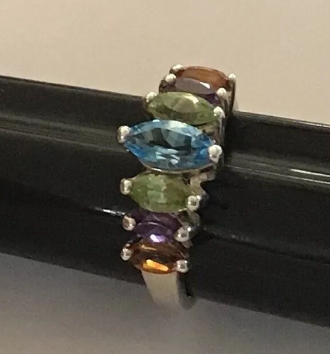 CNA 925 Sterling Silver Ring Marquise Sapphire Peridot Amethyst Citrine Sz 5.75 - Picture 9 of 9