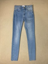 Frame Denim Adult 24 Blue Le High Skinny Jeans Raw Hem Mid Rise Womens