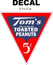 Tom's 5 Cents Toasted Peanuts Decal - Great for Dioramas, Gumball Machine & More