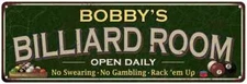 BOBBY'S Billiard Room Sign Green Metal Game Room Gift Decor 106180106086