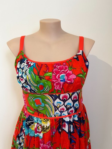 Milly & Maude Multi Colour Red Floral Midi Sleeveless Fit n Flare Dress Size XL - Picture 2 of 16